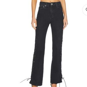 Jayda Lace Up Jean in Washed Black